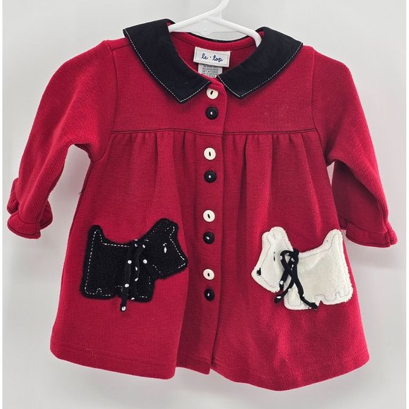 Le Top Baby Girls Holiday Pea Coat with Scottish‎ Dogs size 6 months - Picture 1 of 4